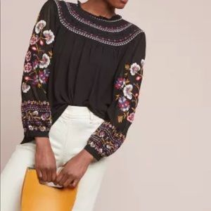 Akemi + Kin Anthropologie Louise embroidered blouse
